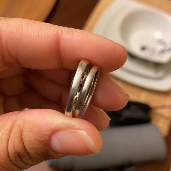 Platinum diamond ring wedding set - Picture 7 of 8